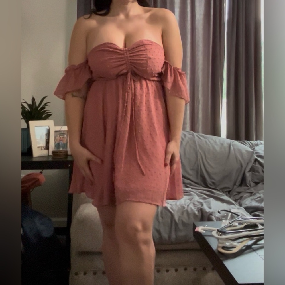 Elegant Off-Shoulder Pink Dress